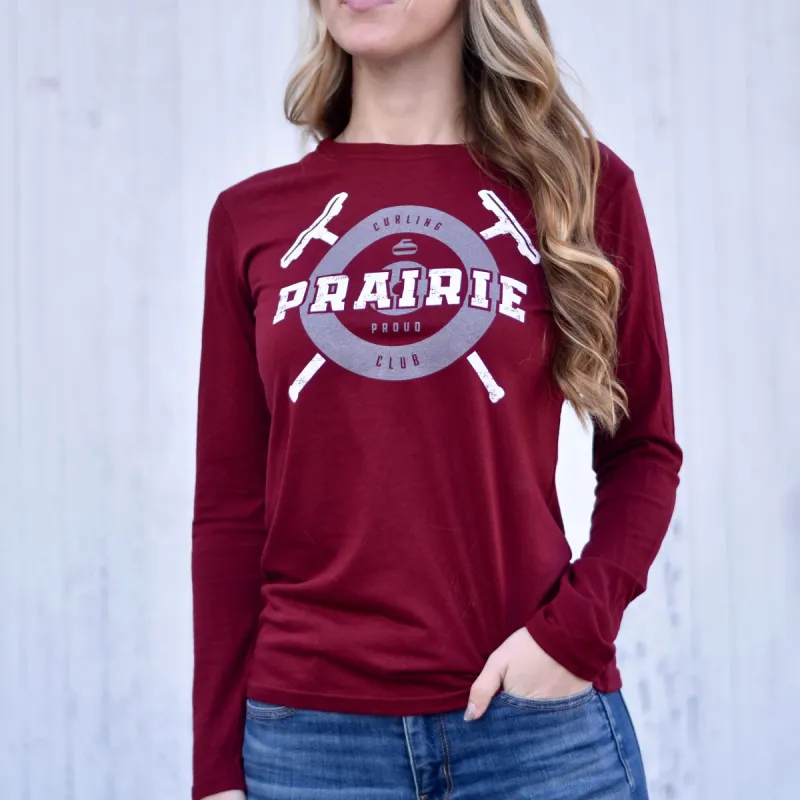 Ladies - Bonspiel 2.0 LS Crew T - Scarlet sold by Prairie Proud