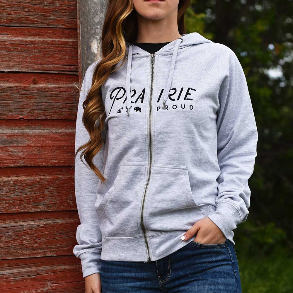 Unisex - Backroad Zip Hood - Heather White sold by Prairie Proud