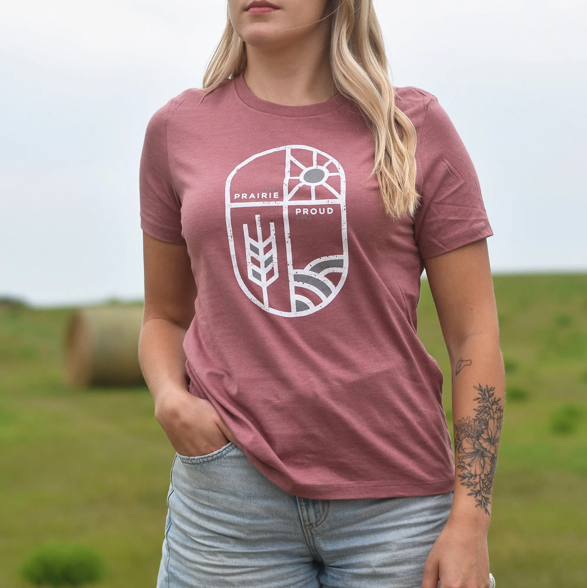 Ladies - Horizon Boyfriend T - Heather Rose sold by Prairie Proud