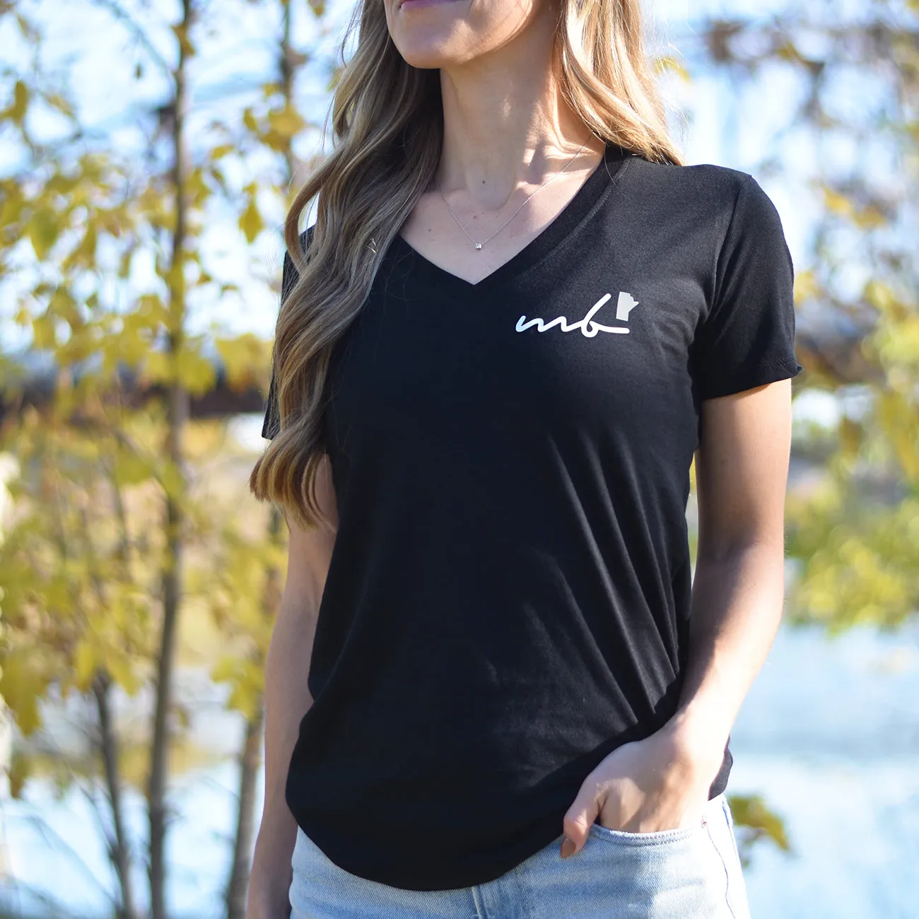 Ladies - Manitoba 5.0 V-Neck T - Black sold by Prairie Proud