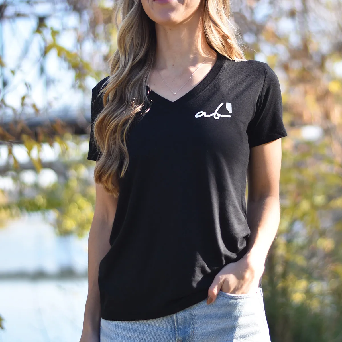Ladies - Alberta 5.0 V-Neck T - Black sold by Prairie Proud