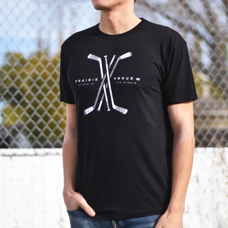Unisex - Sticks in the Middle Crew T - Black sold by Prairie Proud