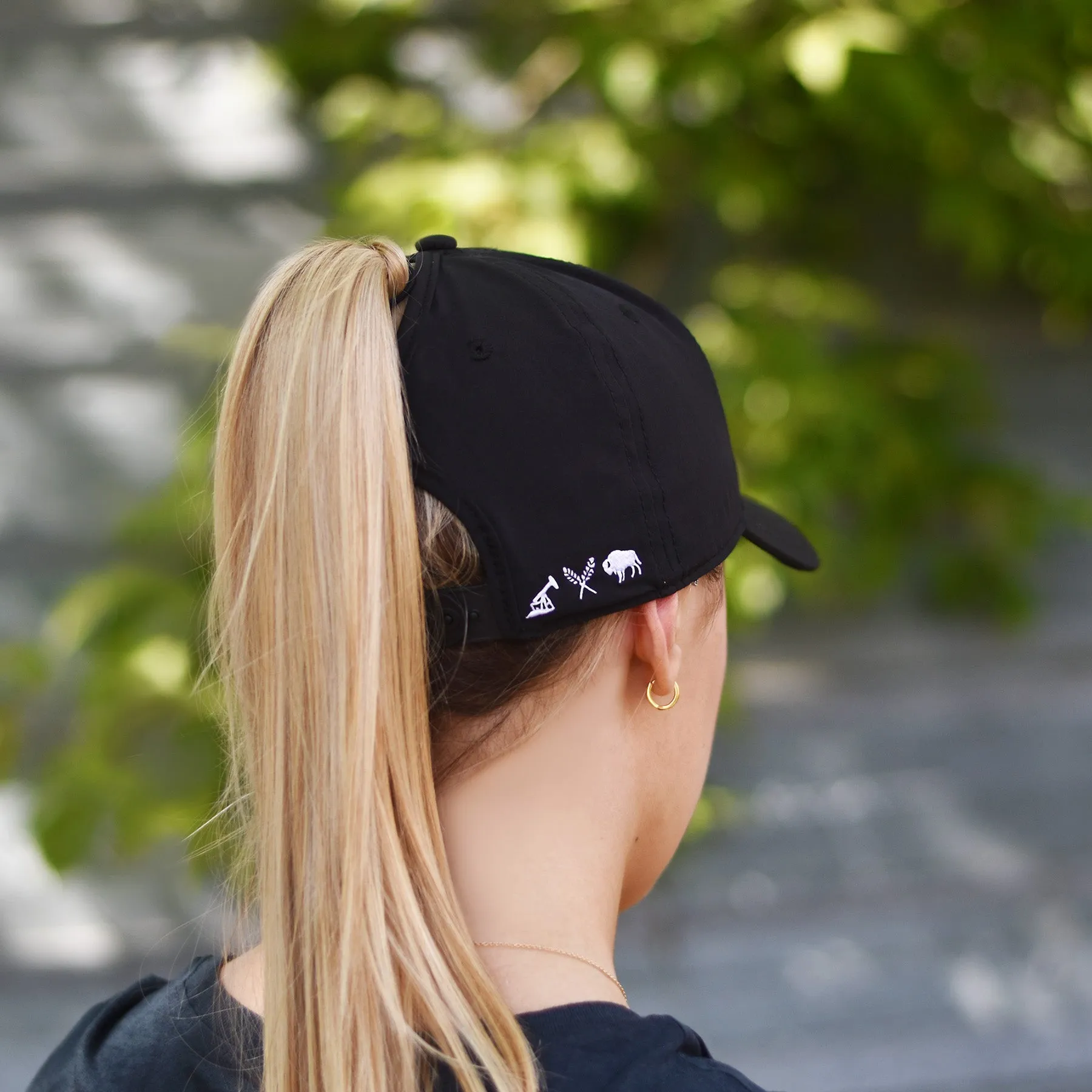 Unisex - Alberta 5.0 Ponytail Snapback - Black sold by Prairie Proud product image thumbnail 2