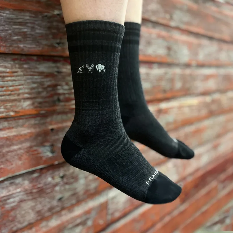 Unisex - Icon Padded Crew Sock - Charcoal / Black sold by Prairie Proud