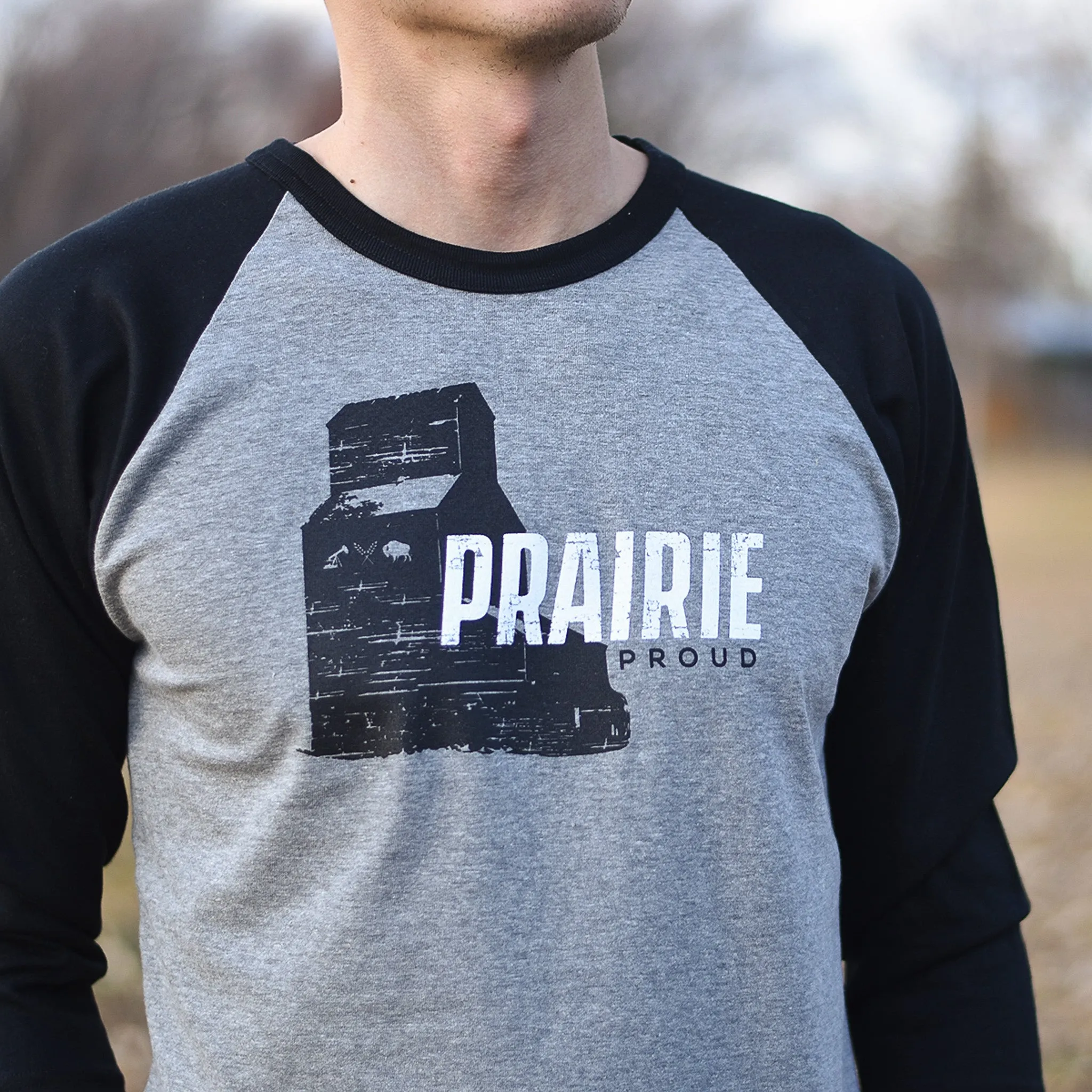 Unisex - Elevator 2.0 3/4 Raglan - Black / Heather Grey sold by Prairie Proud product image thumbnail 2