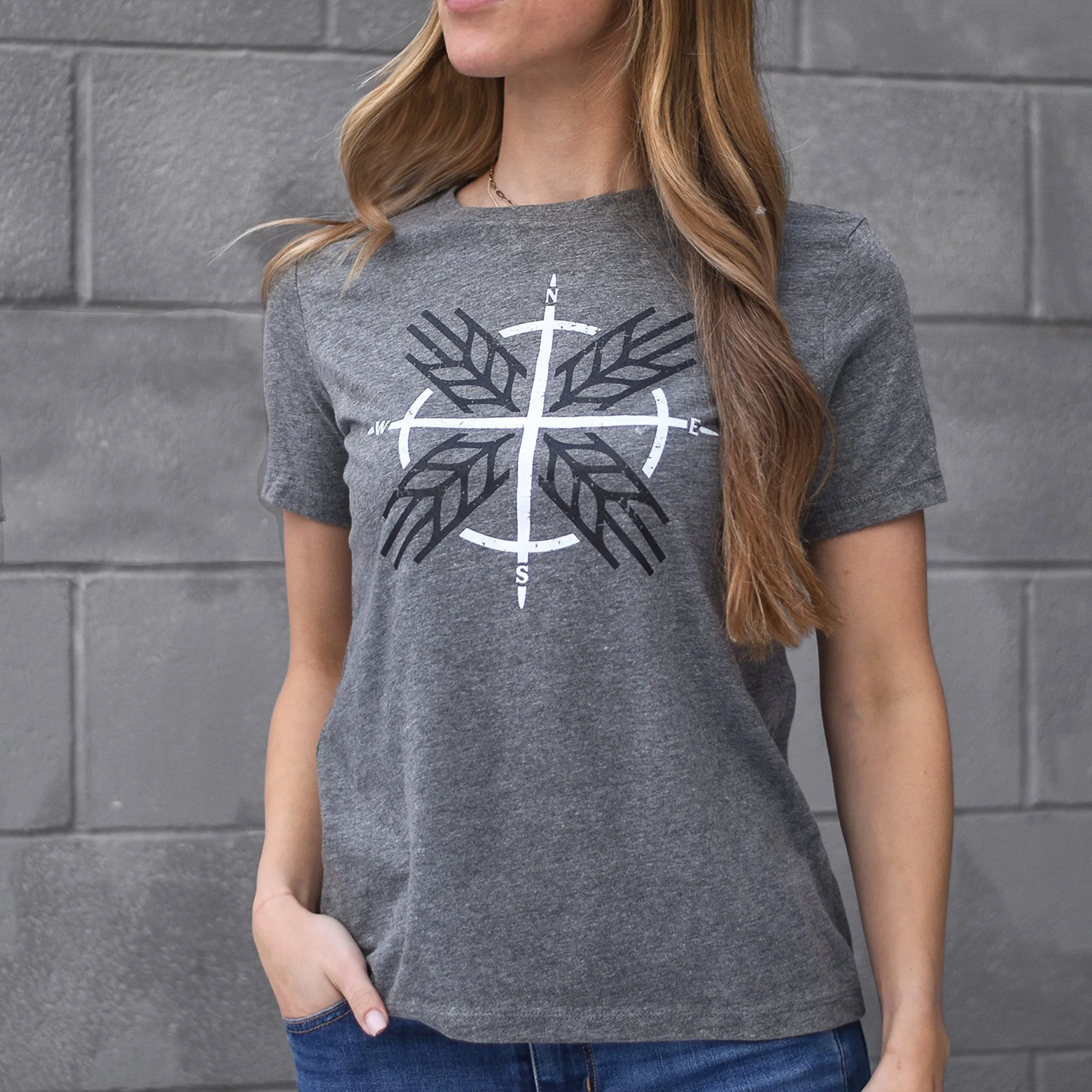 Ladies - Compass 2.0 Boyfriend T - Heather Grey sold by Prairie Proud