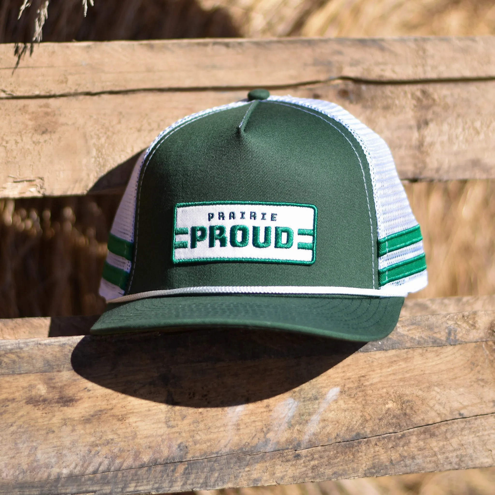 Unisex - Stripe Trucker - Forest / Green / White sold by Prairie Proud