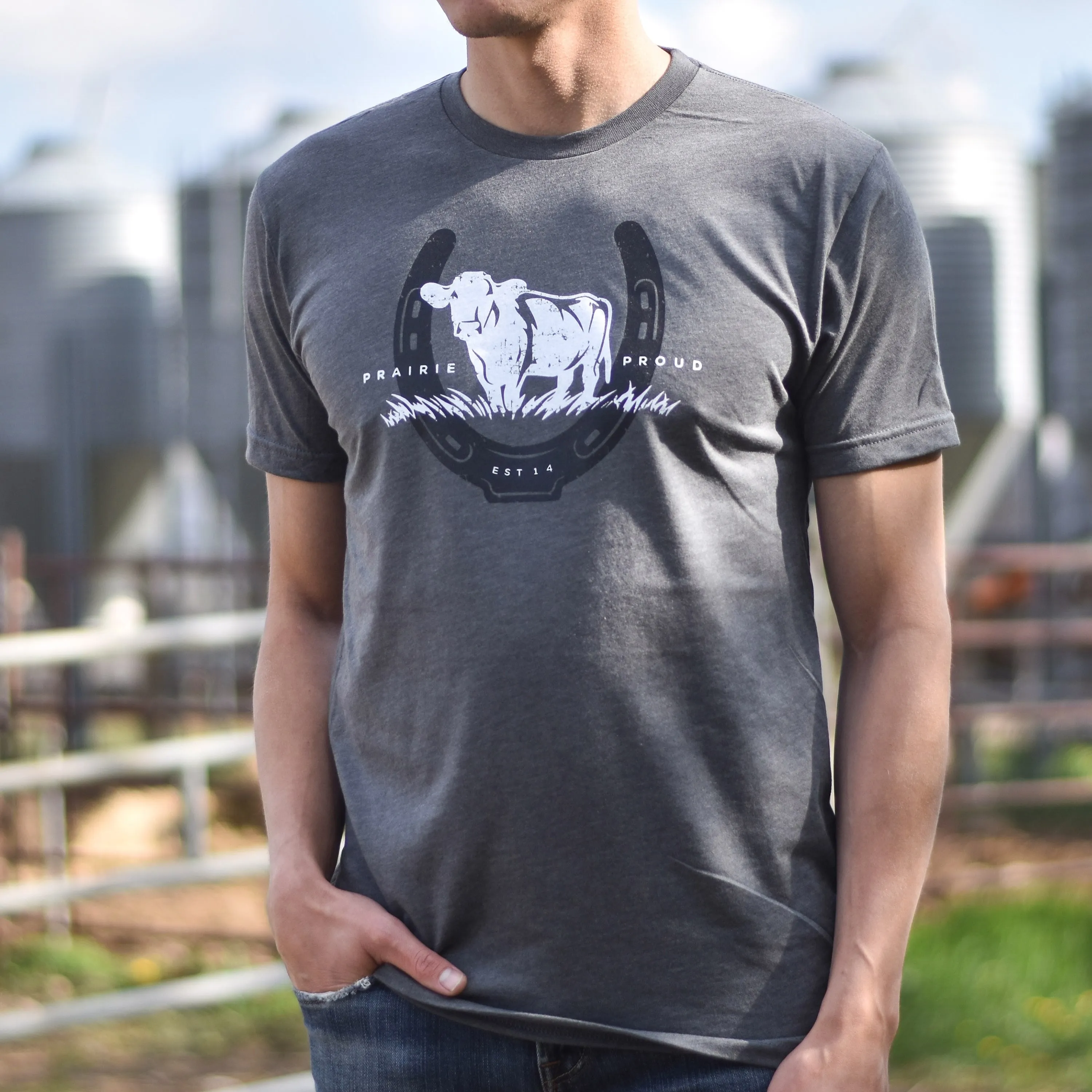 Unisex - Rancher Crew T - Charcoal sold by Prairie Proud