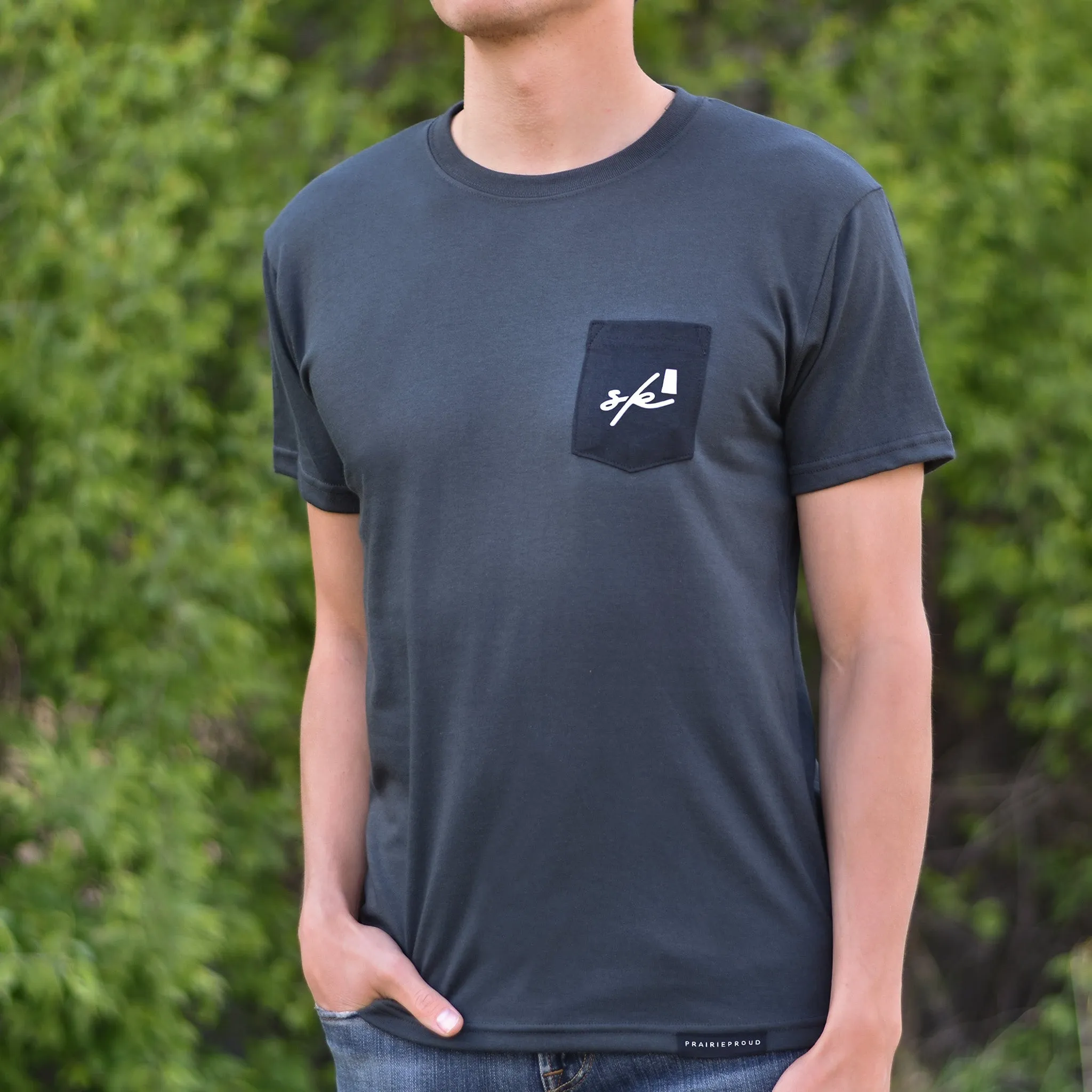 Mens - Sask 6.0 Pocket T - Charcoal / Black sold by Prairie Proud