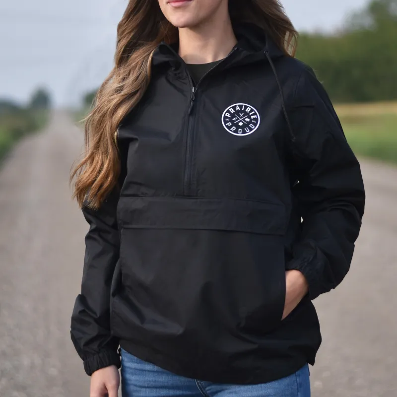 Unisex - Axle Half Zip Windbreaker - Black sold by Prairie Proud