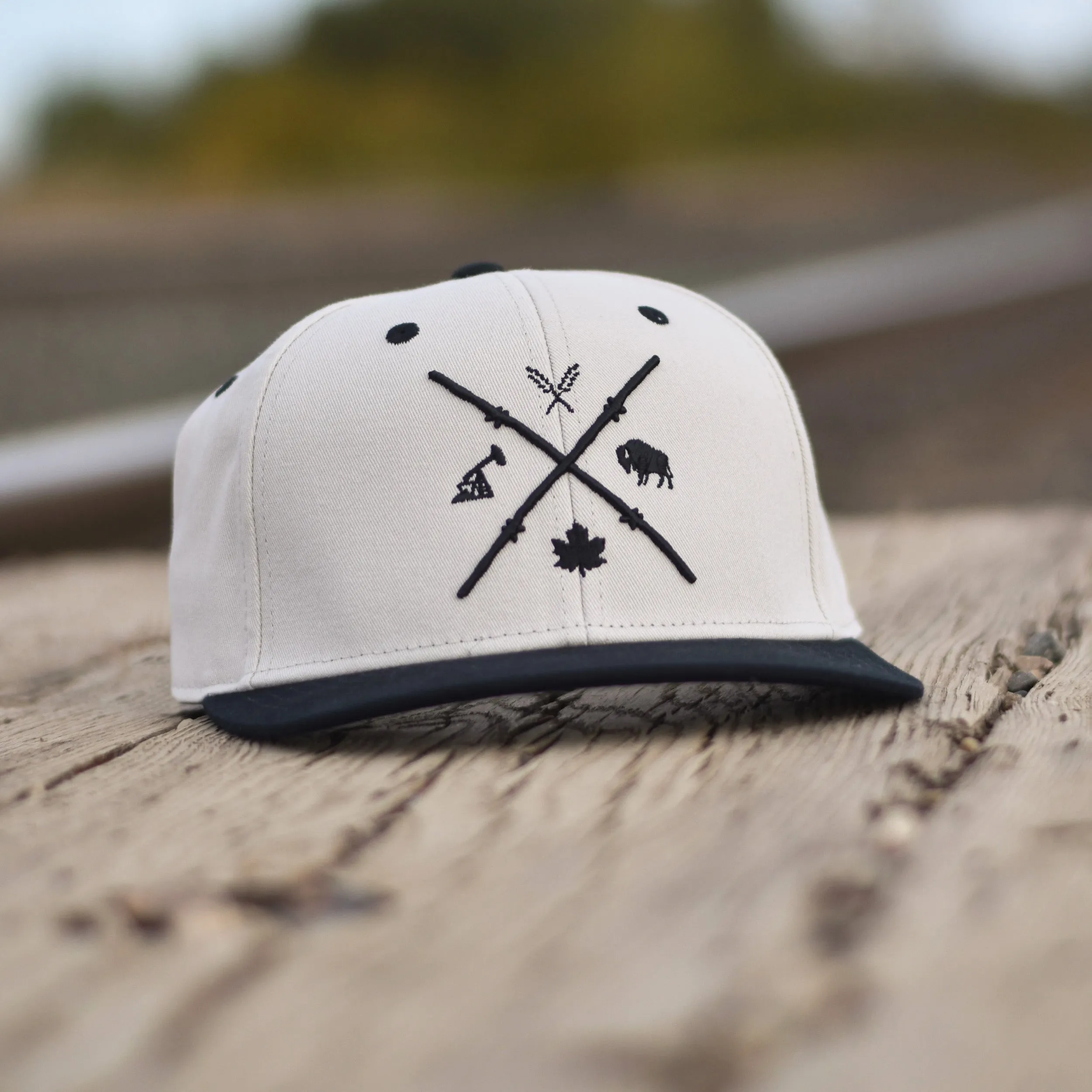 Unisex - Barb Wire Snapback - Black / Cream sold by Prairie Proud