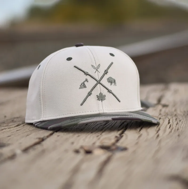 Unisex - Barb Wire Snapback - Camo / Cream sold by Prairie Proud