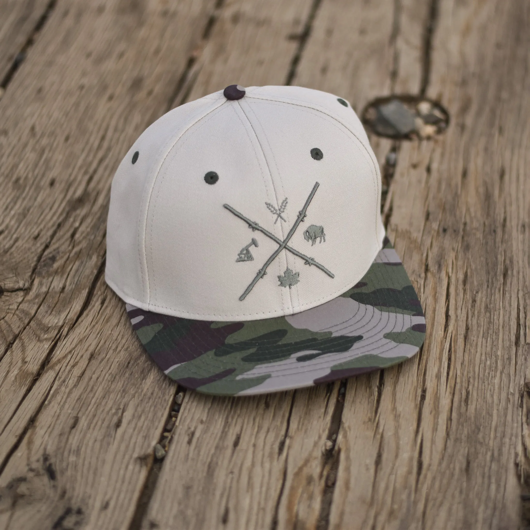 Unisex - Barb Wire Snapback - Camo / Cream sold by Prairie Proud product image thumbnail 3