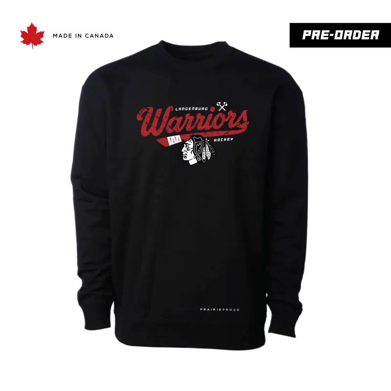 Unisex - Langenburg Warriors Drop Shoulder Sweater - Black sold by Prairie Proud