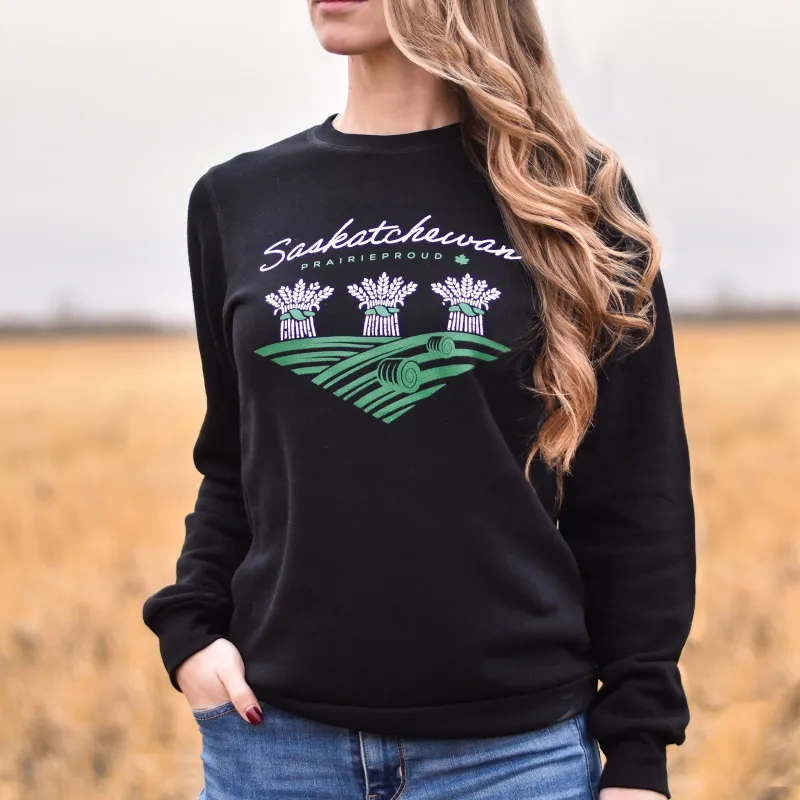 Ladies - Sask 8.0 Crew Sweater - Black sold by Prairie Proud