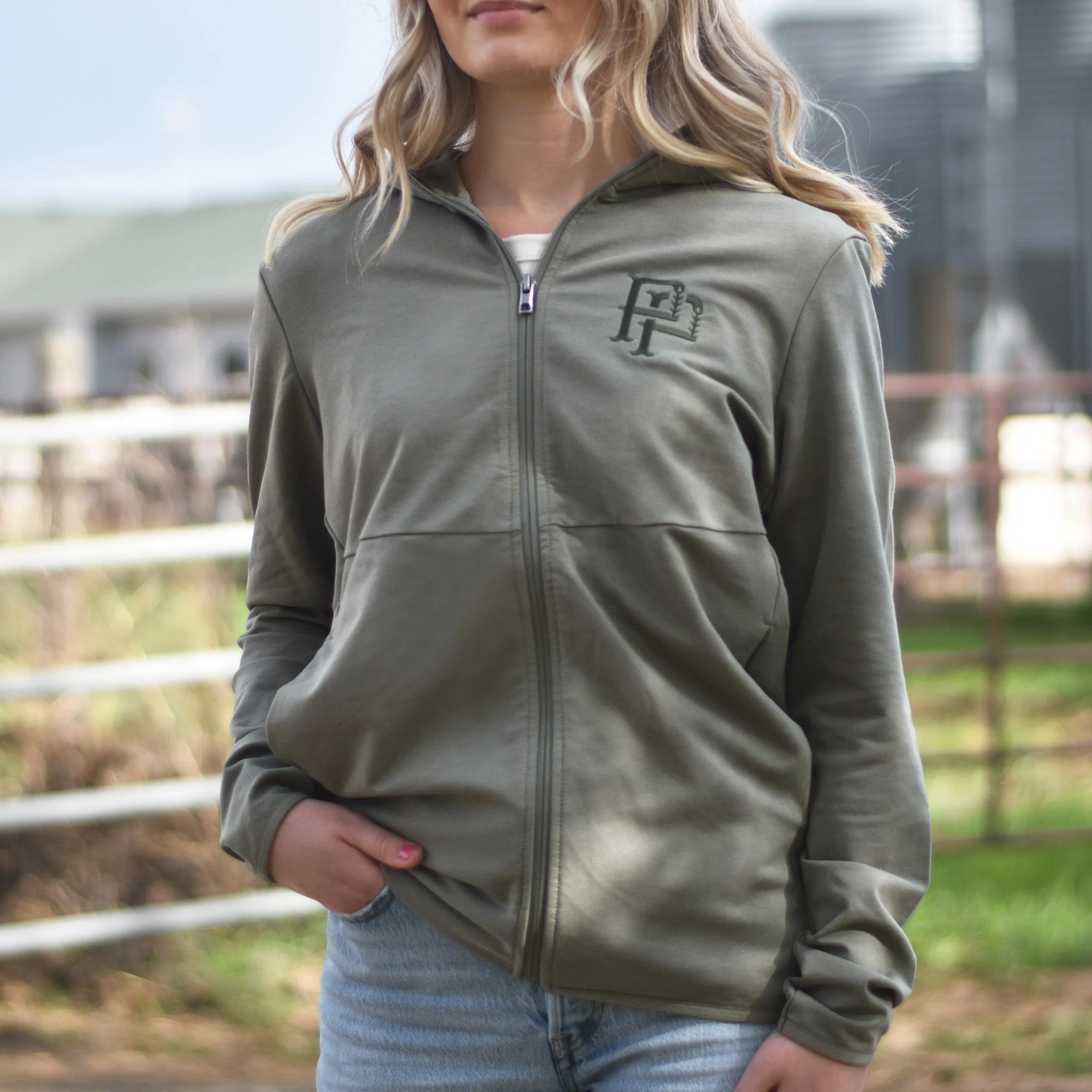 Unisex - Monogram 2.0 Athletic Zip Hood - Military sold by Prairie Proud product image thumbnail 2