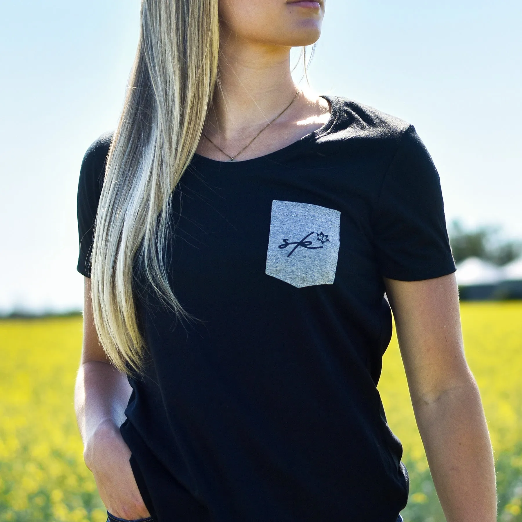 Ladies - Sask 5.0 Scoop Pocket T - Black sold by Prairie Proud product image thumbnail 2
