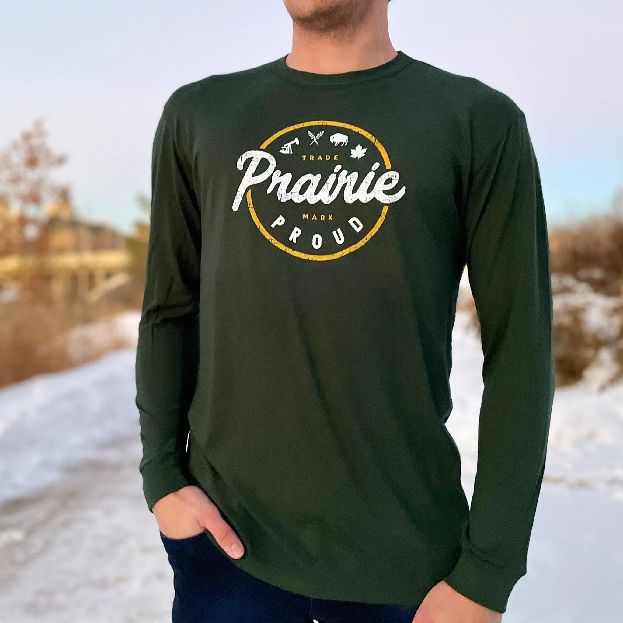 Unisex - Compass LS Crew T - Forest sold by Prairie Proud