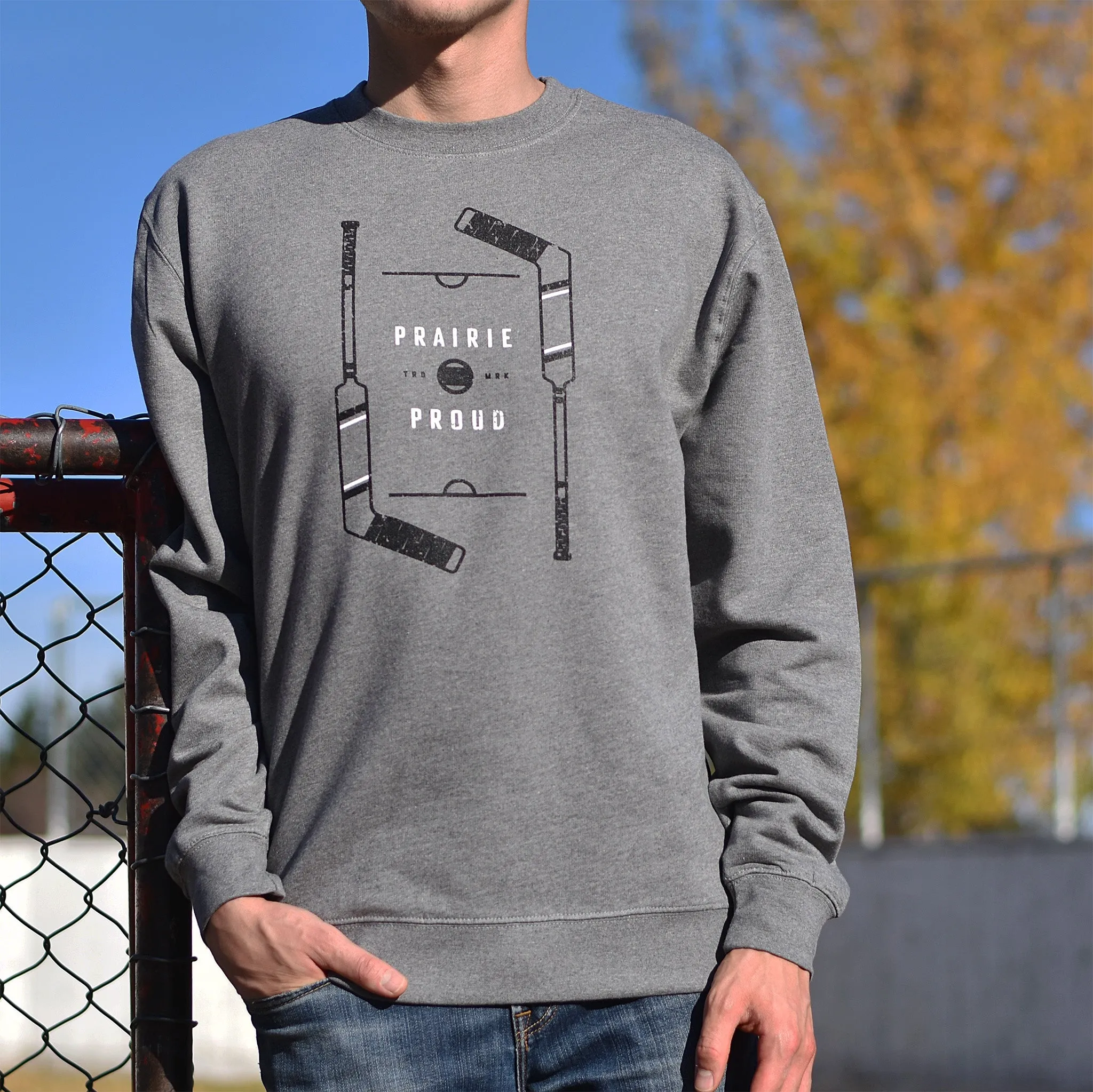 Unisex - Faceoff Crew Sweater - Heather Grey sold by Prairie Proud