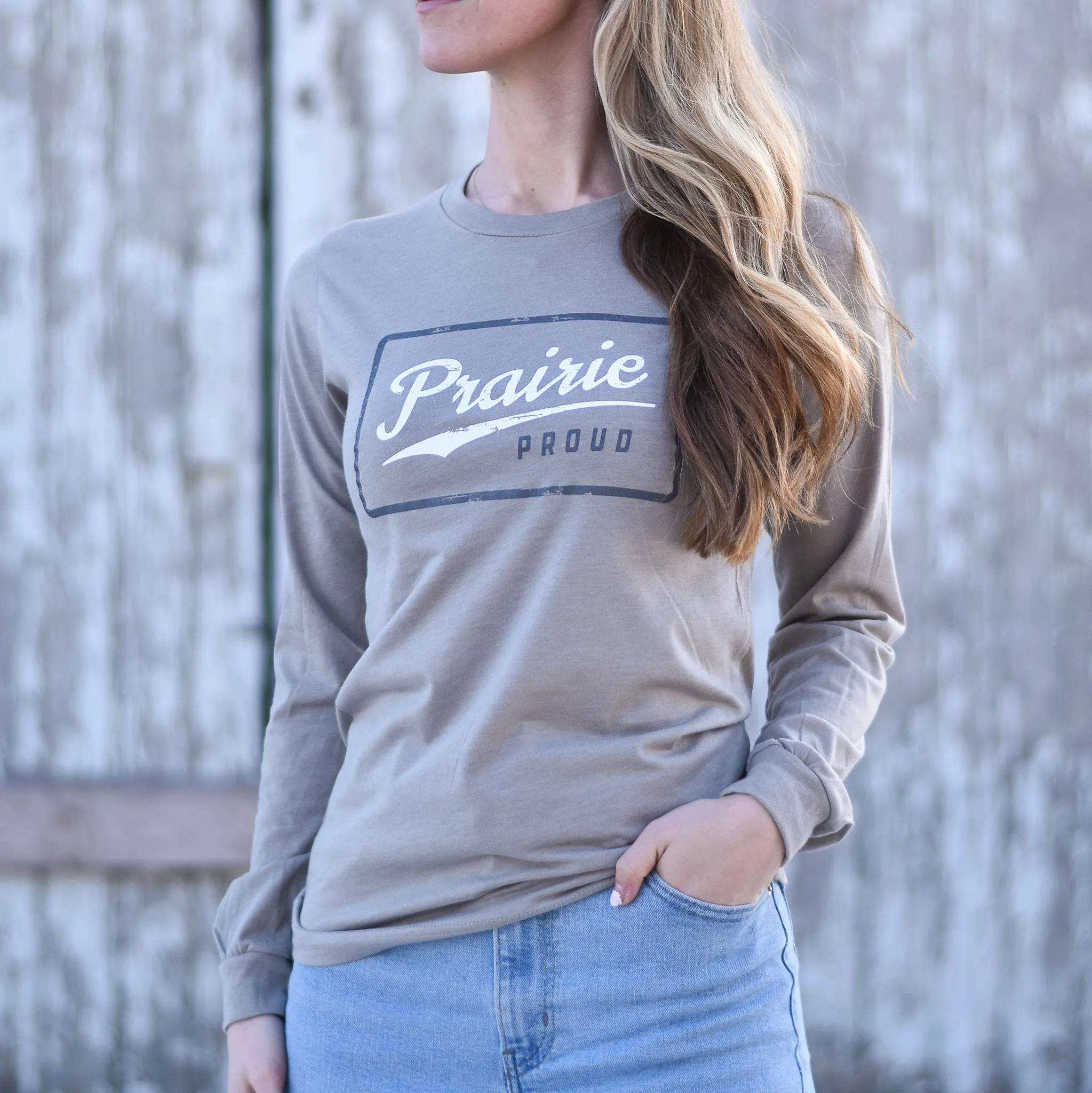 Unisex - Retro LS Crew T - Heather Stone sold by Prairie Proud product image thumbnail 3