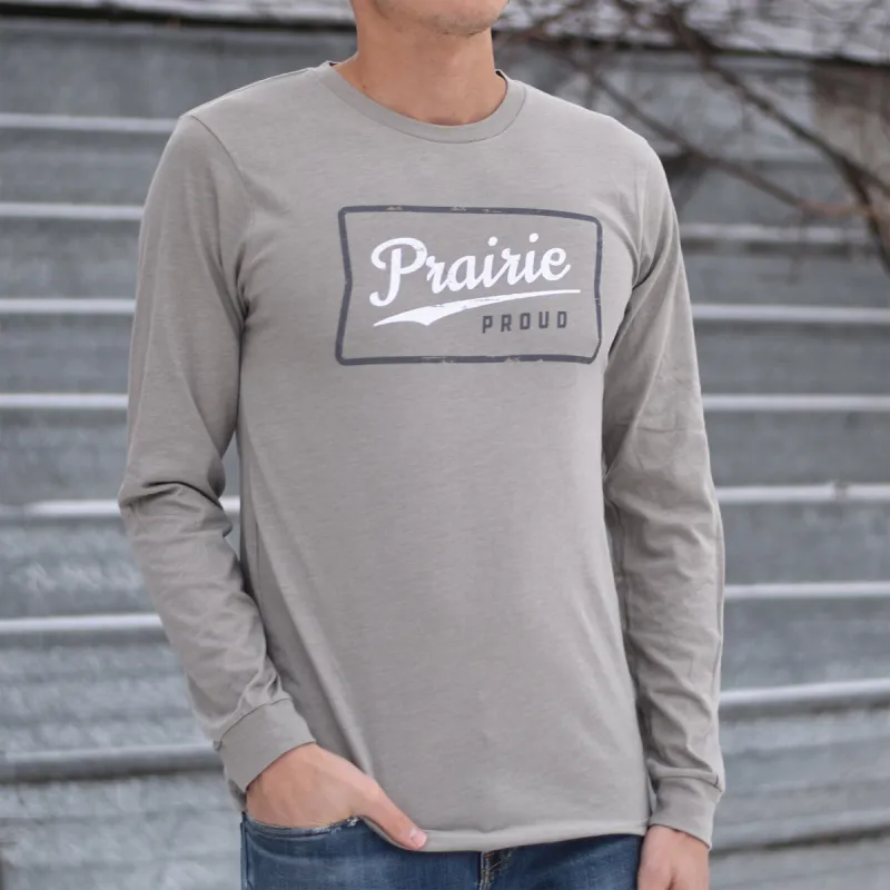 Unisex - Retro LS Crew T - Heather Stone made by Prairie Proud