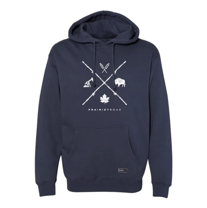 Unisex - Barb Wire Hood x Edwards MBA- Navy Blue made by Prairie Proud