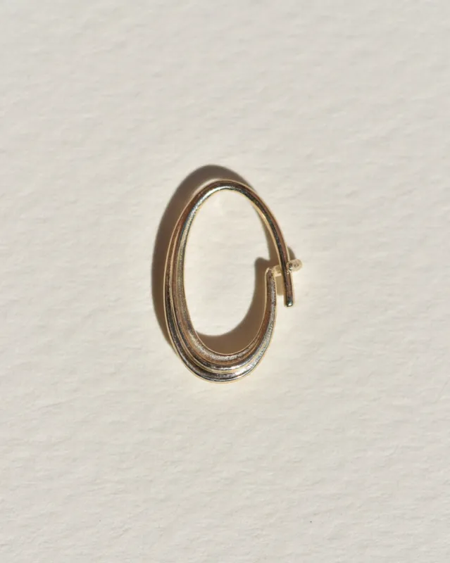 Ribbed Medium Oval Sempre Hoop in 14k Yellow Gold sold by Leigh Miller