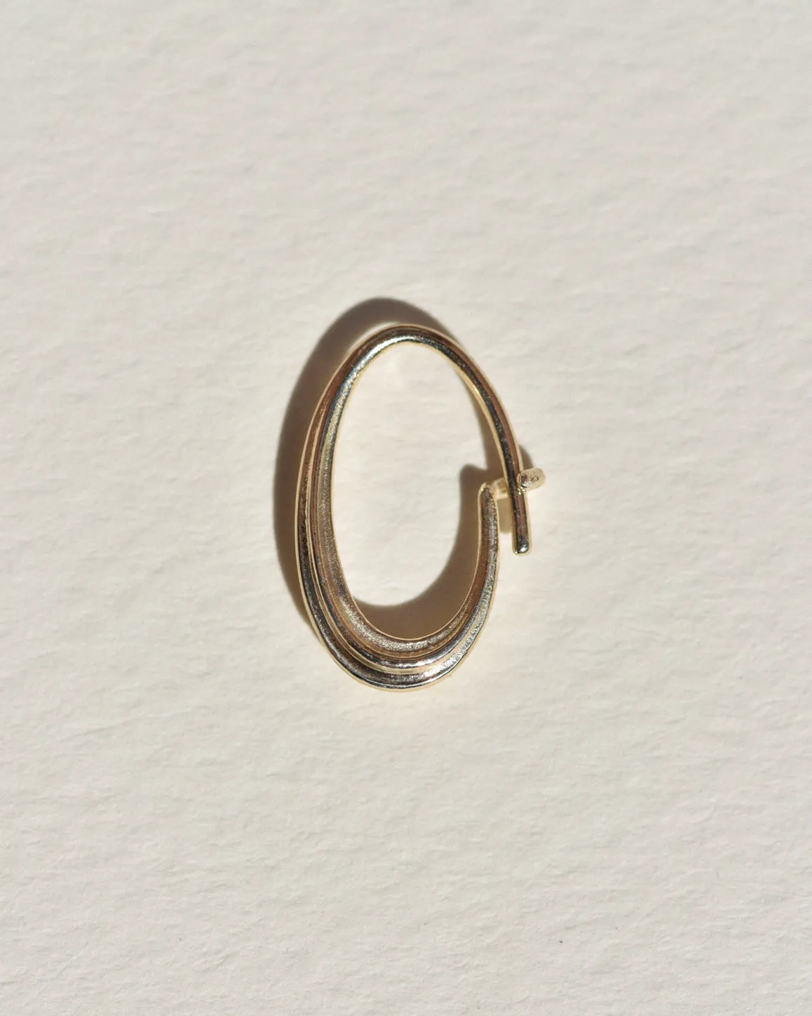 Ribbed Medium Oval Sempre Hoop in 14k Yellow Gold sold by Leigh Miller