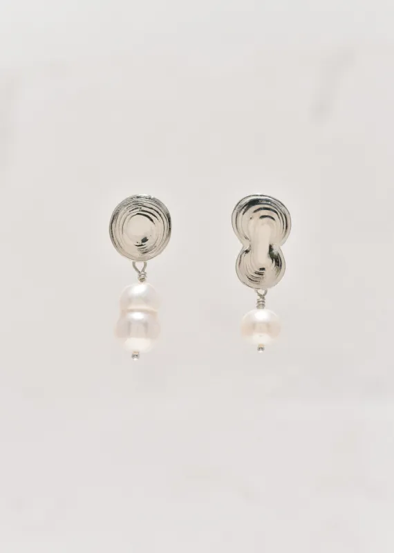 Sterling Silver Dew Drop Earrings with White Pearls sold by Leigh Miller