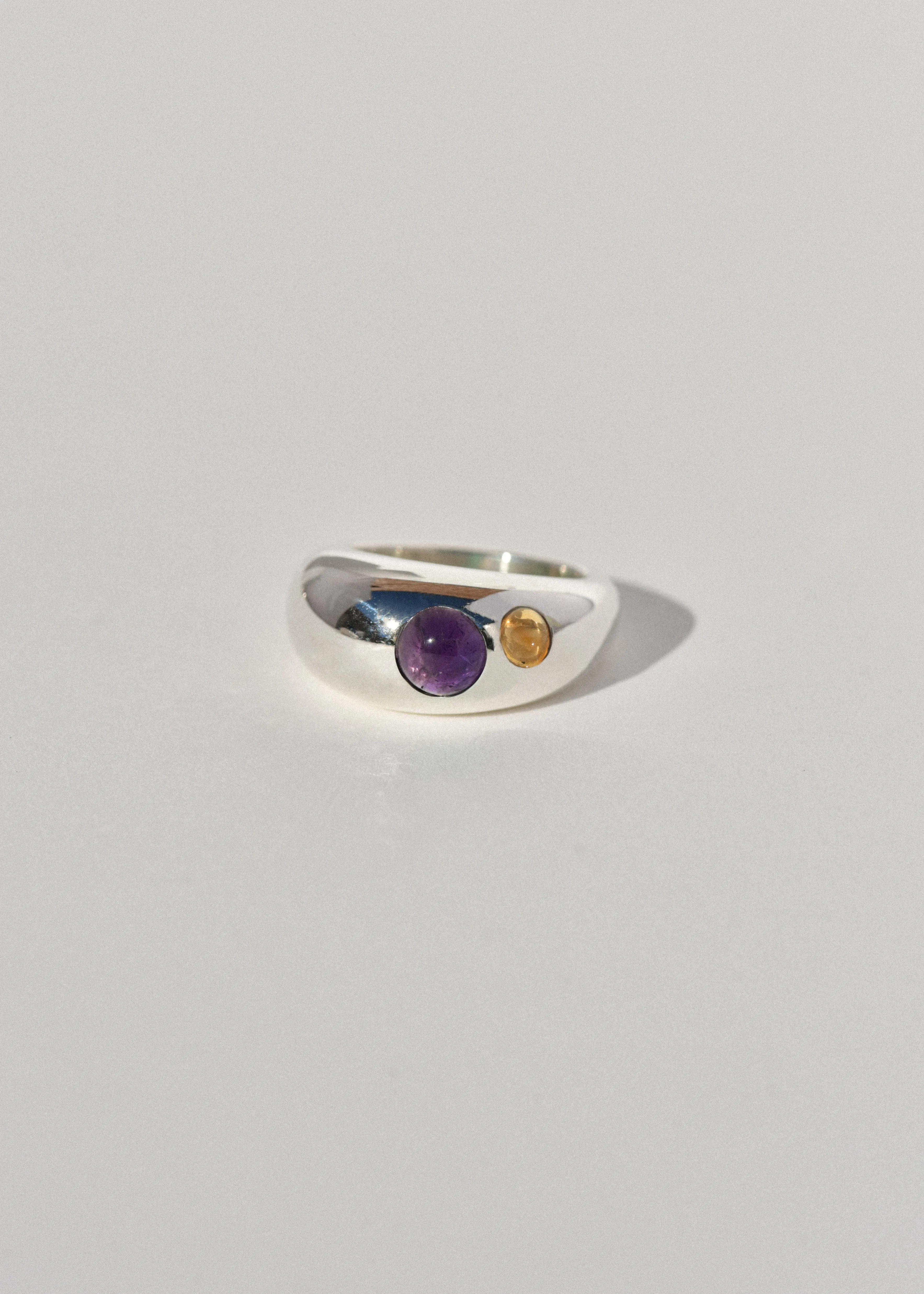 Sterling Silver Pebble Ring- Amethyst and Citrine sold by Leigh Miller