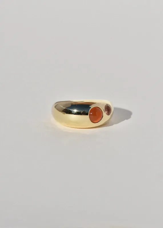 Brass Pebble Ring- Carnelian and Sunstone sold by Leigh Miller