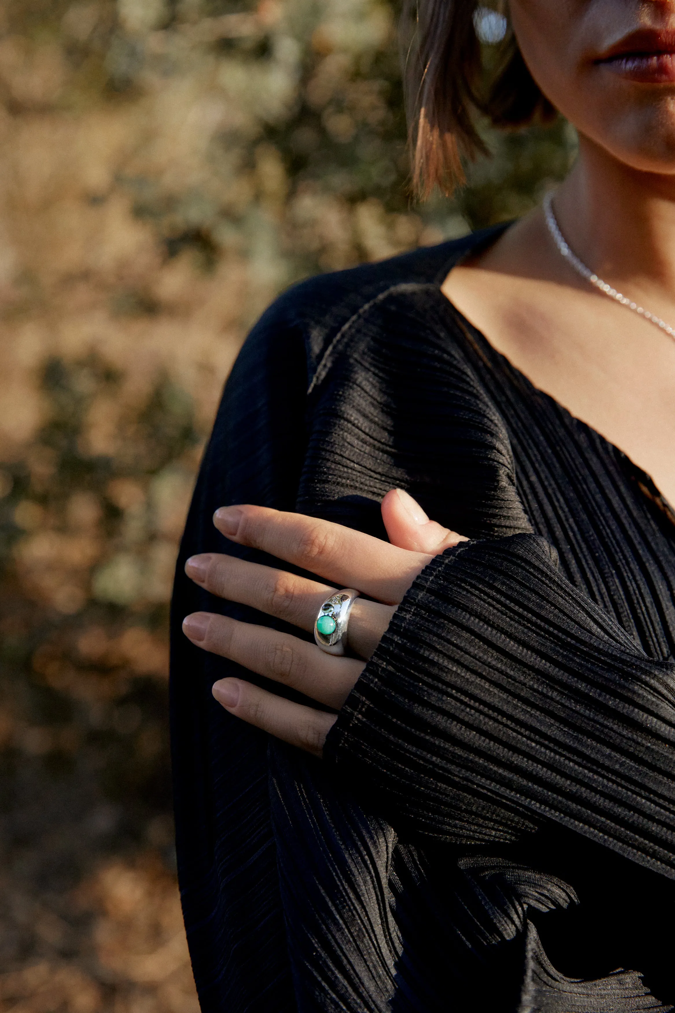 Sterling Silver Pebble Ring- Chrysoprase and Peridot sold by Leigh Miller product image thumbnail 3