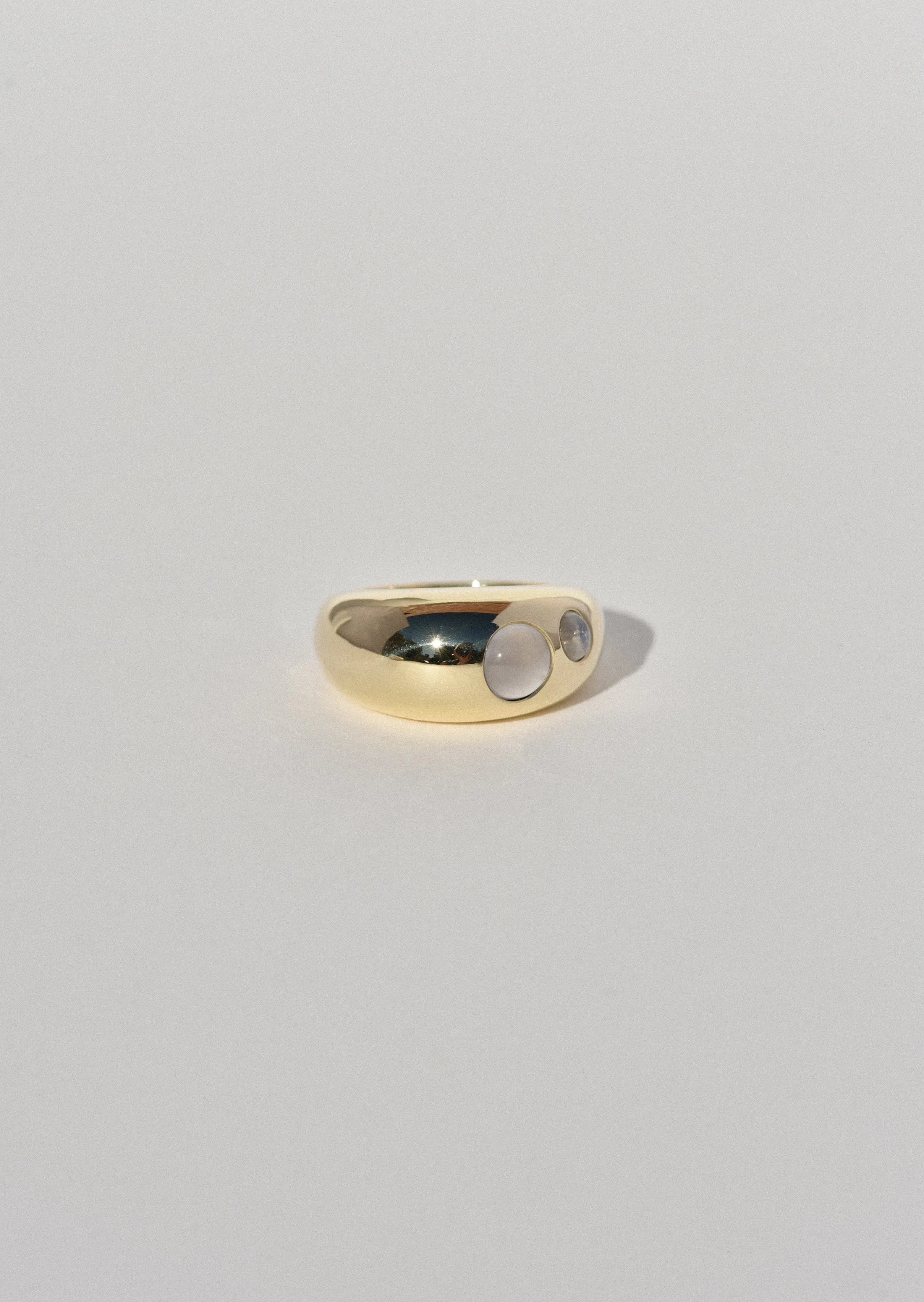 Brass Pebble Ring- Chalcedony and Moonstone sold by Leigh Miller