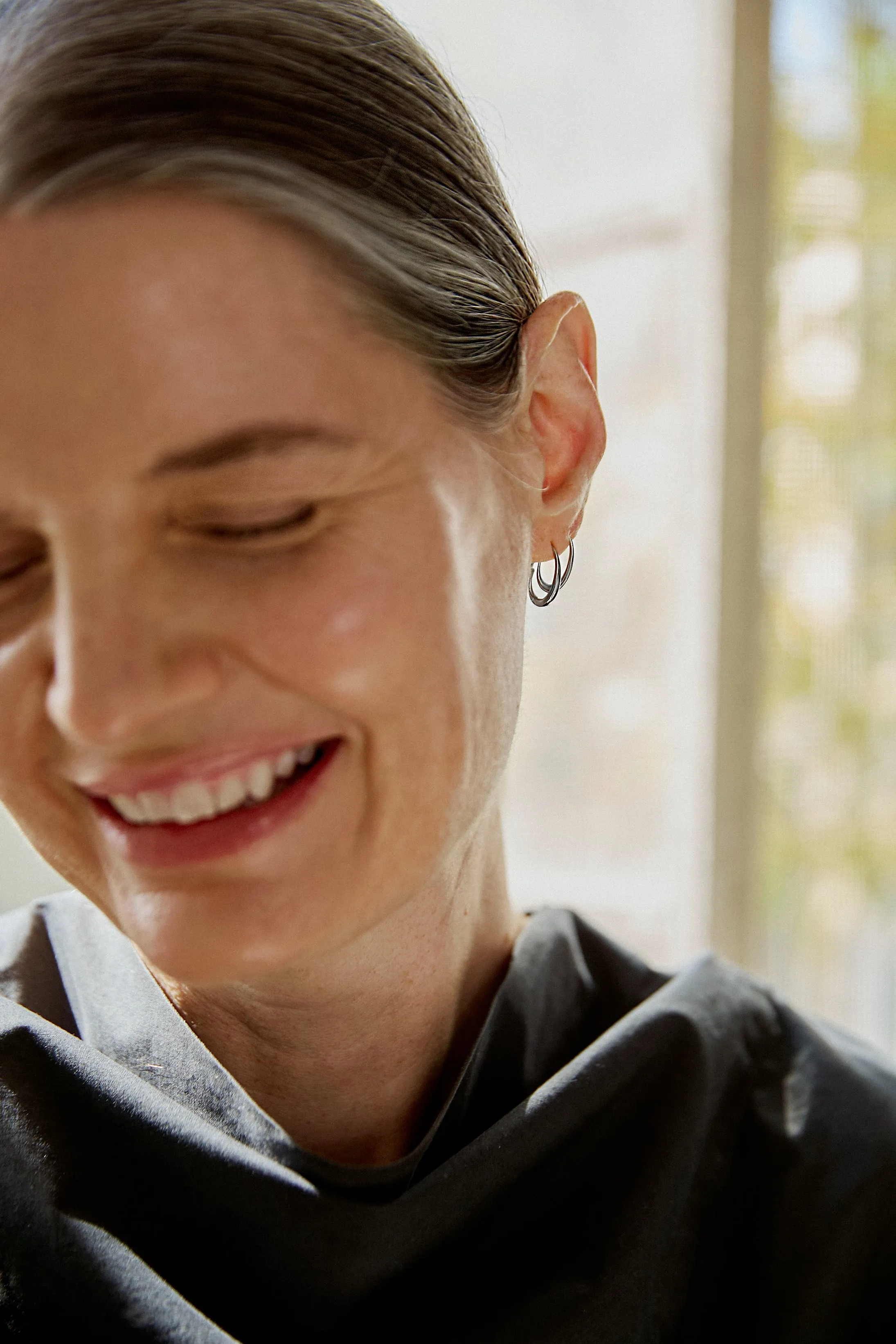 Medium Round Sempre Hoop in 14k White Gold sold by Leigh Miller product image thumbnail 3