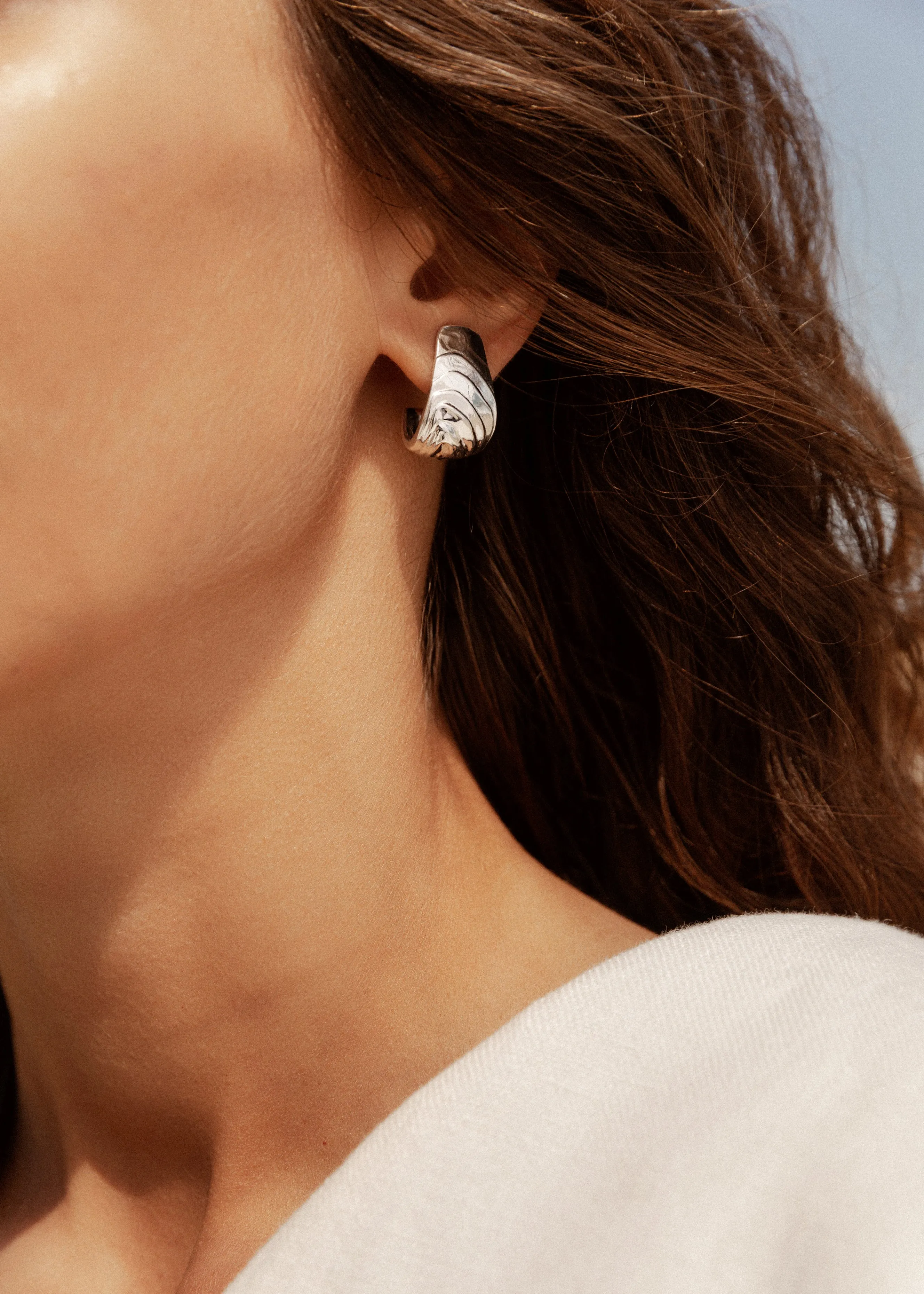 Sterling Silver Grande Piana Hoops sold by Leigh Miller product image thumbnail 2