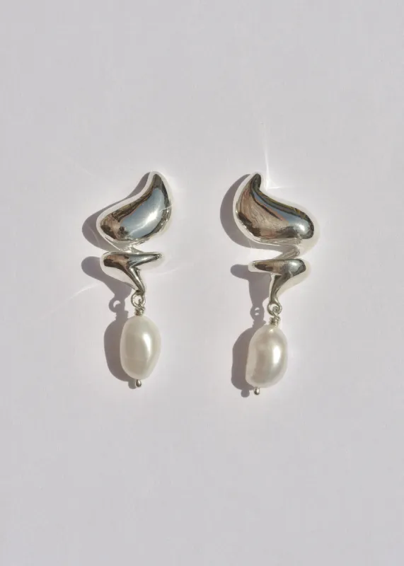 Sterling Silver Dollop Studs with Pearls sold by Leigh Miller