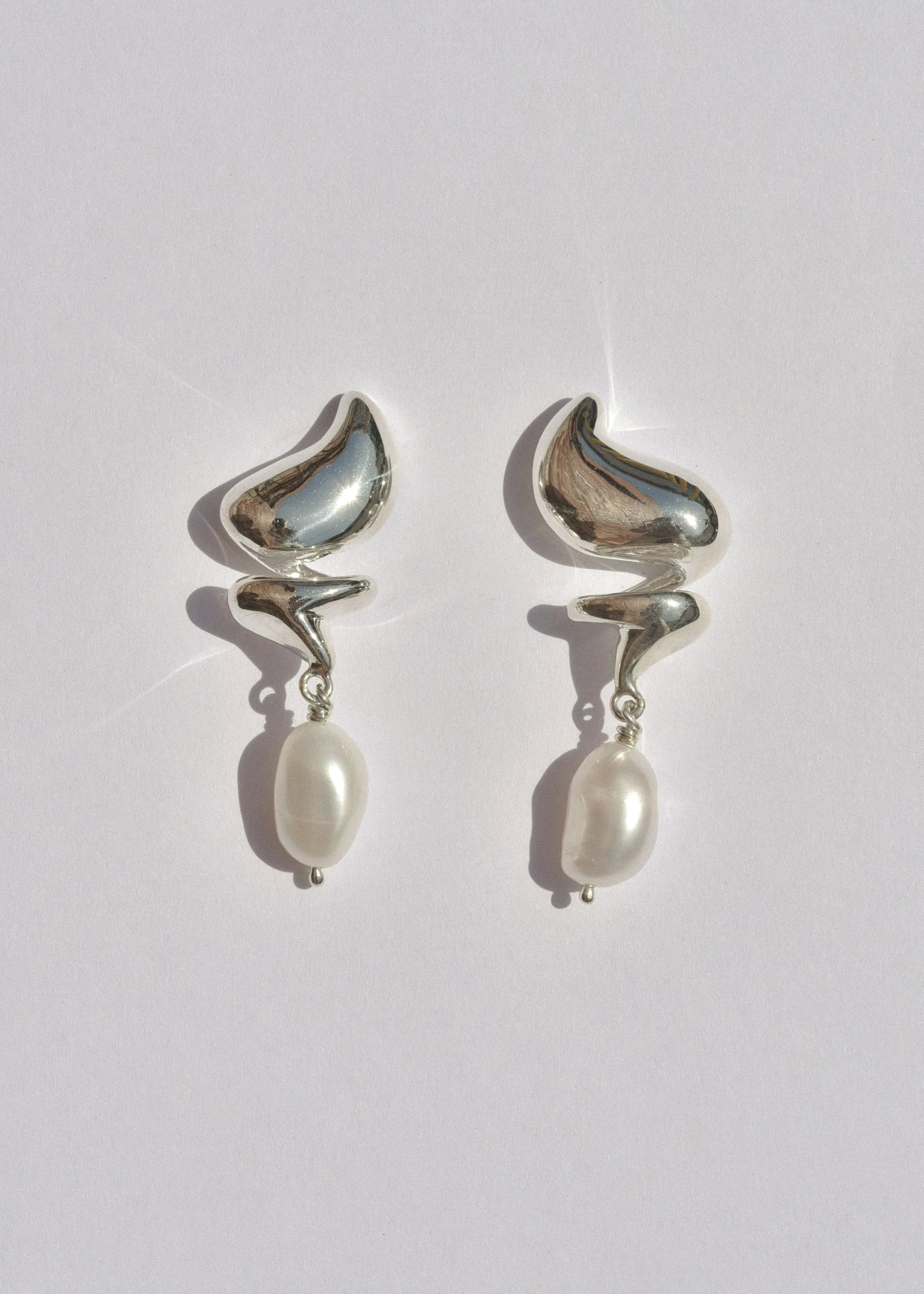 Sterling Silver Dollop Studs with Pearls sold by Leigh Miller
