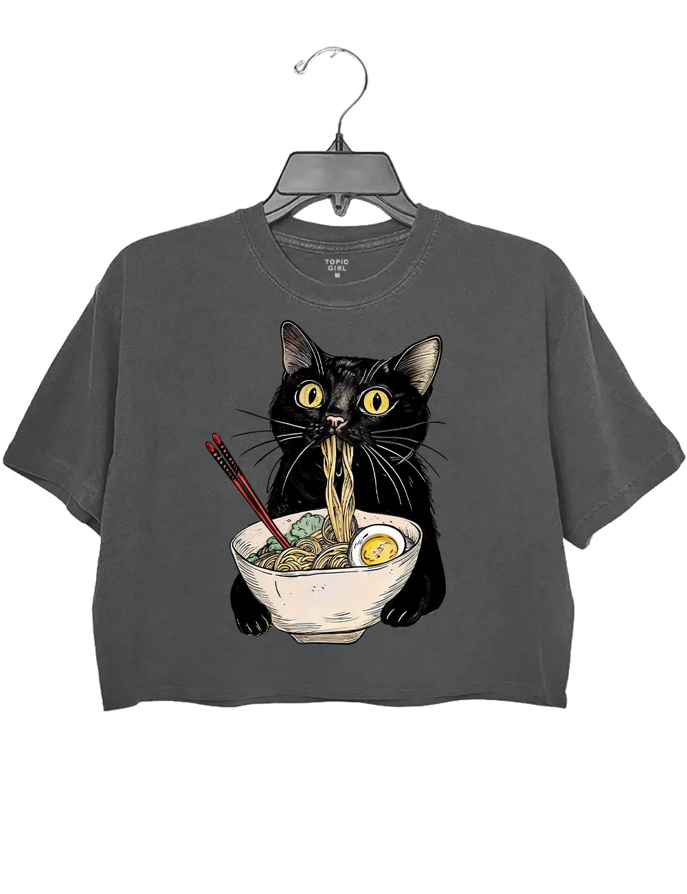 Black Cat Noodle Crop Top sold by Topic Girl