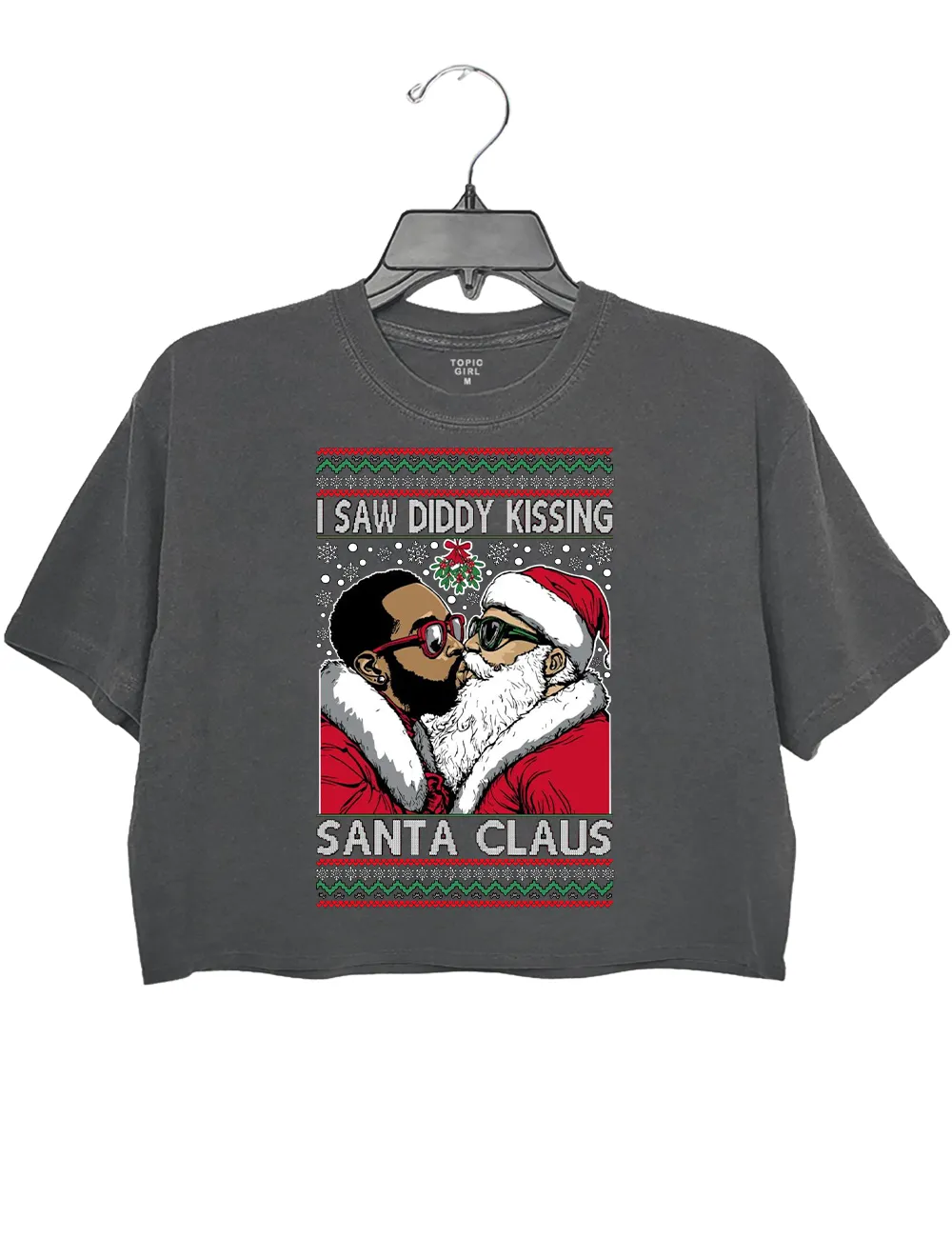 I Saw Diddy Kissing Santa Claus Crop Top sold by Topic Girl product image thumbnail 2