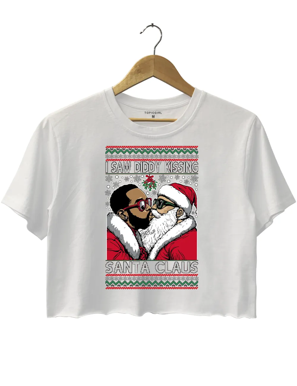 I Saw Diddy Kissing Santa Claus Crop Top sold by Topic Girl