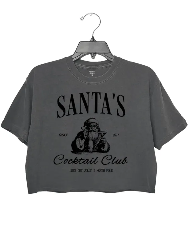 Santa's Cocktail Club Christmas Crop Top sold by Topic Girl