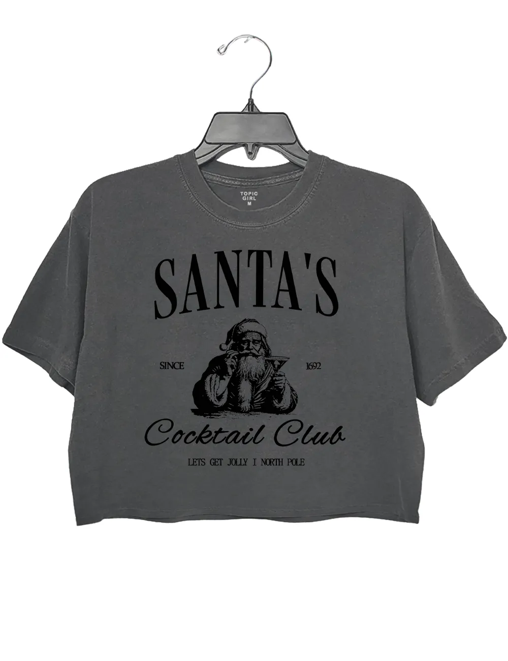 Santa's Cocktail Club Christmas Crop Top sold by Topic Girl