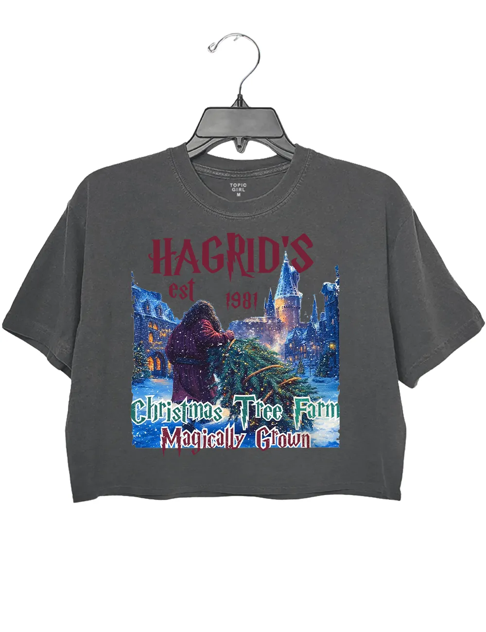 Hagrid's est 1981 Christmas Tree Farm Magically Grown Crop Top sold by Topic Girl