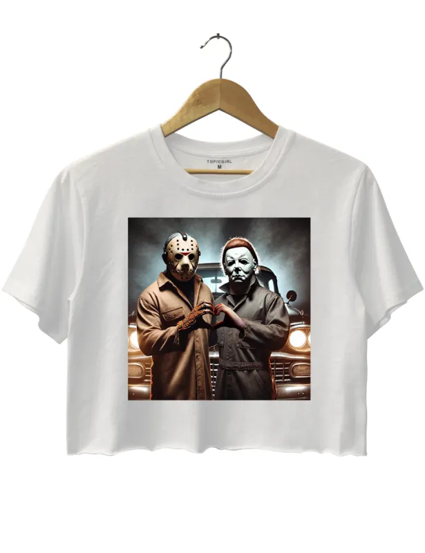 Michael and Jason Heart Hands Crop Top sold by Topic Girl