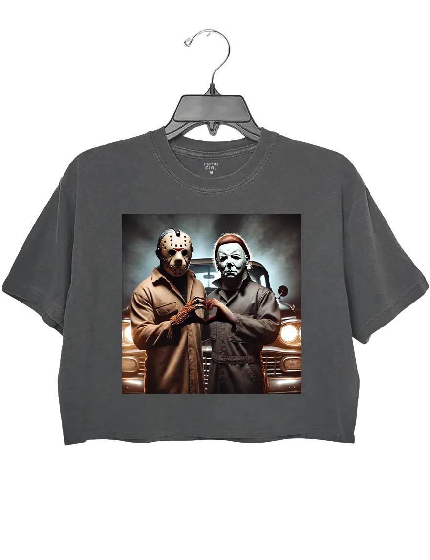 Michael and Jason Heart Hands Crop Top sold by Topic Girl product image thumbnail 2