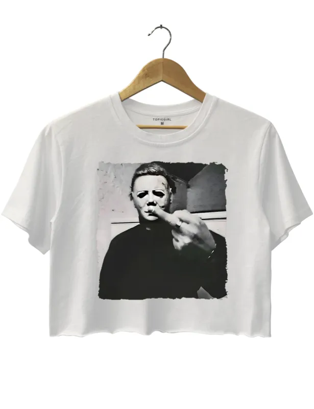 Michael Myers Middle Finger Crop Top sold by Topic Girl