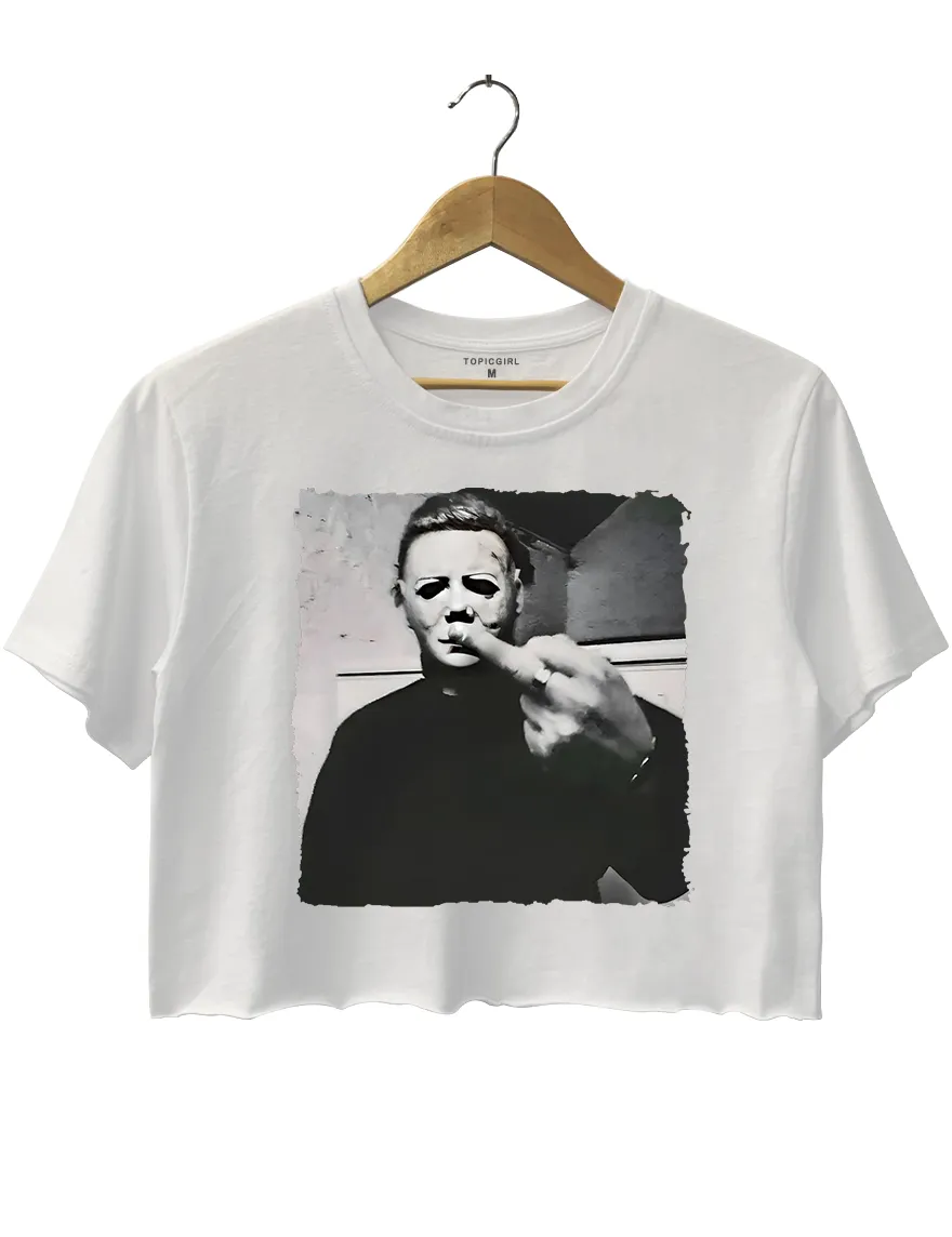 Michael Myers Middle Finger Crop Top sold by Topic Girl