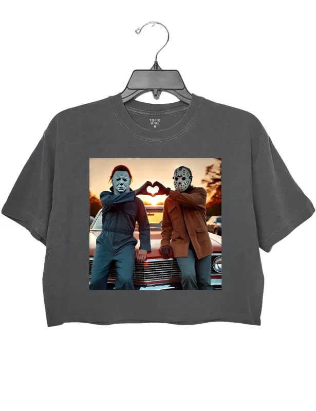 Jason and Michael Halloween Heart Hands Crop Top sold by Topic Girl