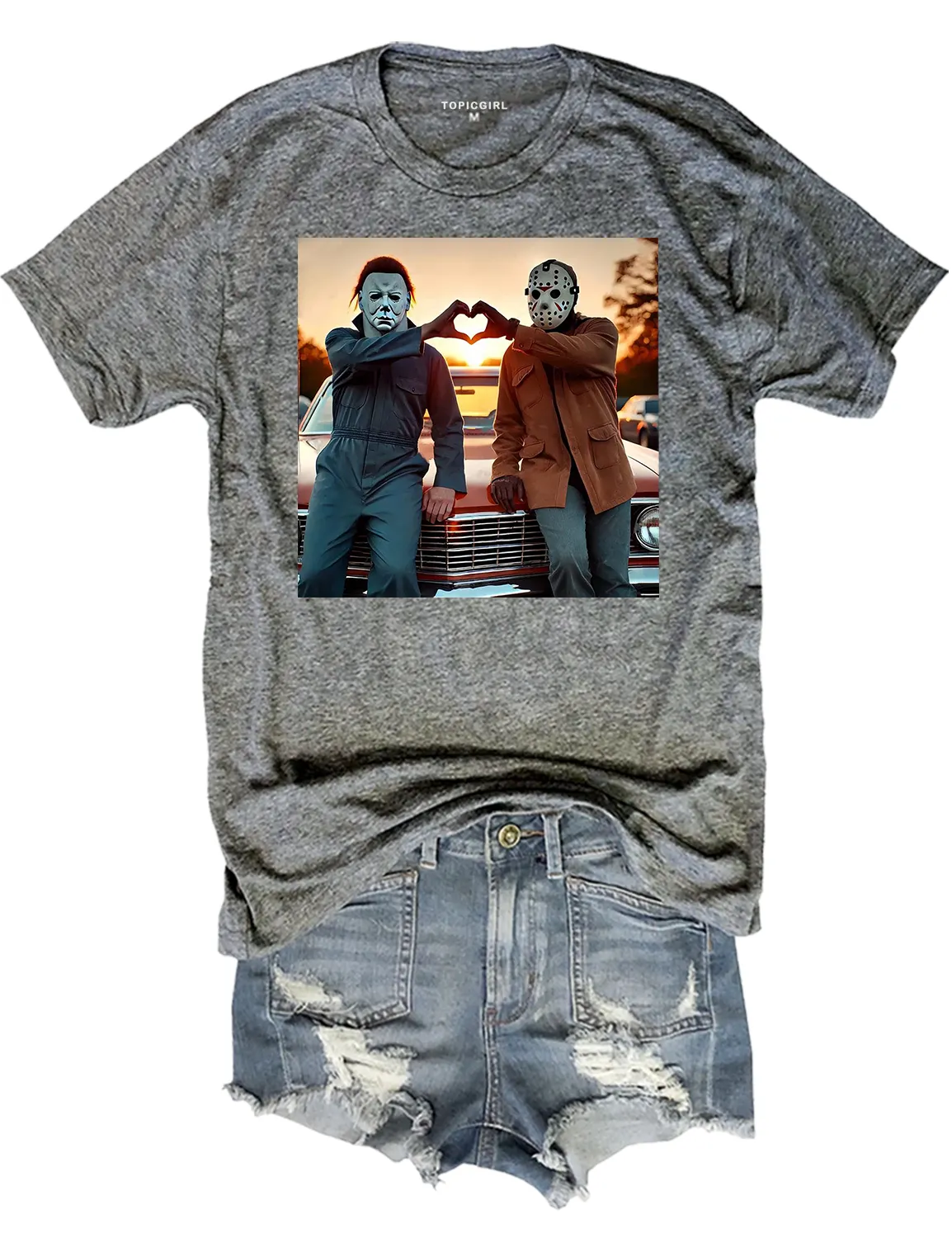 Jason and Michael Halloween Heart Hands Crop Top sold by Topic Girl product image thumbnail 3