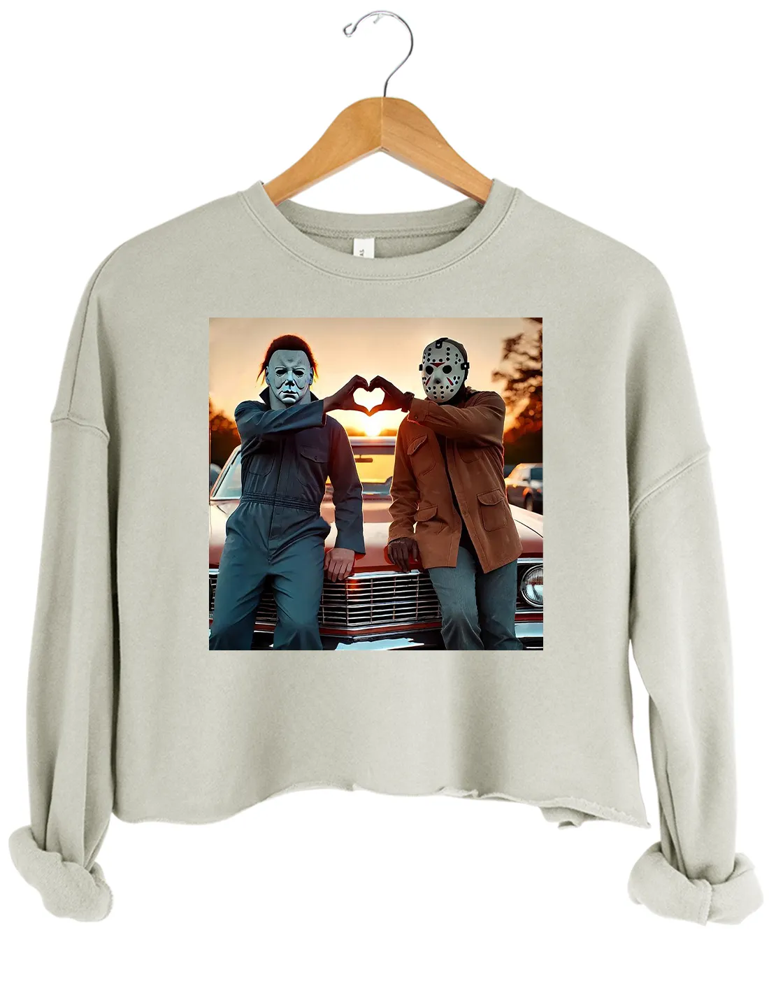 Jason and Michael Halloween Heart Hands Crop Top sold by Topic Girl product image thumbnail 4